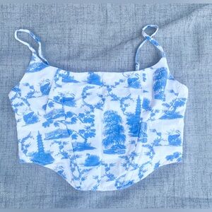 Midnight Sky Crop‎ Top Women S  Spaghetti Strap Tank Corset Smocked Back